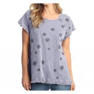 NEW JESS & JANE mirage mineral washed gauze & cotton top in vintage blue